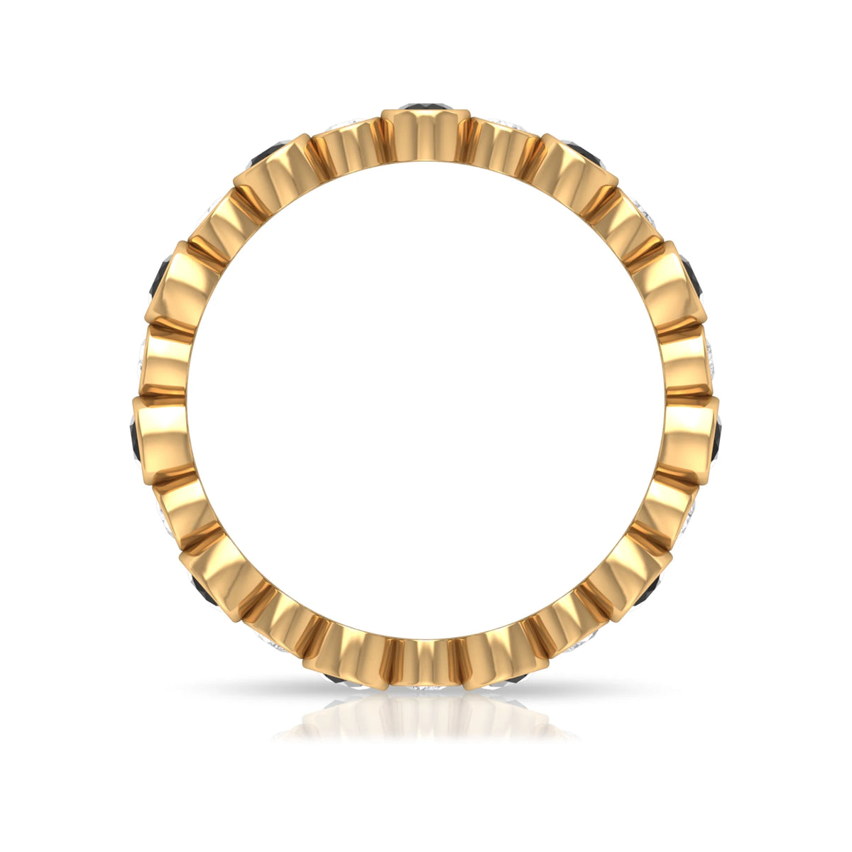 1 CT Black Onyx and Diamond Eternity Band Ring, 18K Yellow Gold, US 7.00 O89927