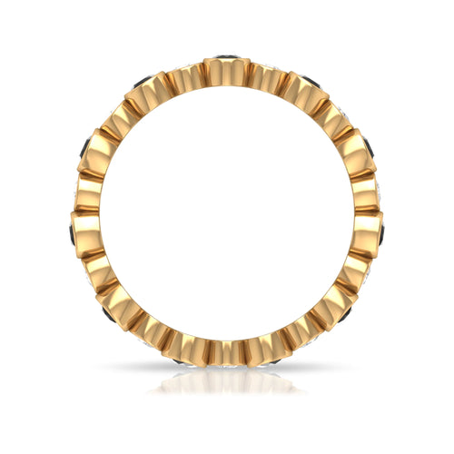 1 CT Black Onyx and Diamond Eternity Band Ring, 18K Yellow Gold, US 7.00 O89927