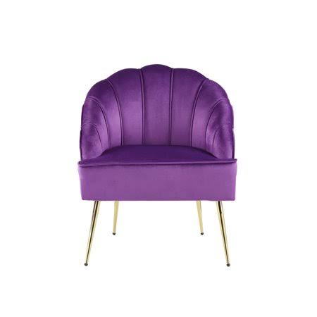 Purple Velvet Wingback Accent Chair with Metal Legs J14177