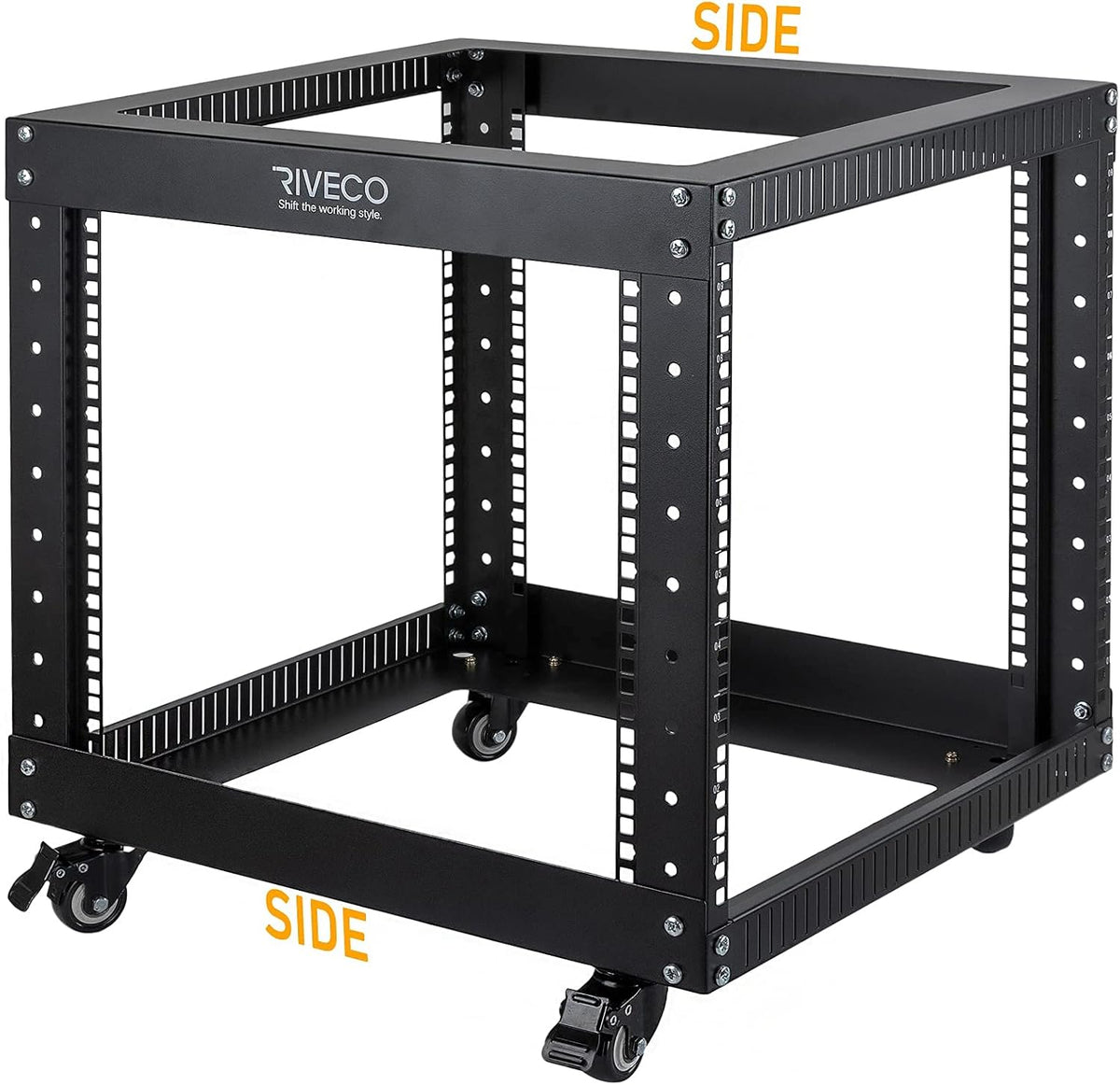 9U Open Frame Server Rack with Casters Black R4134