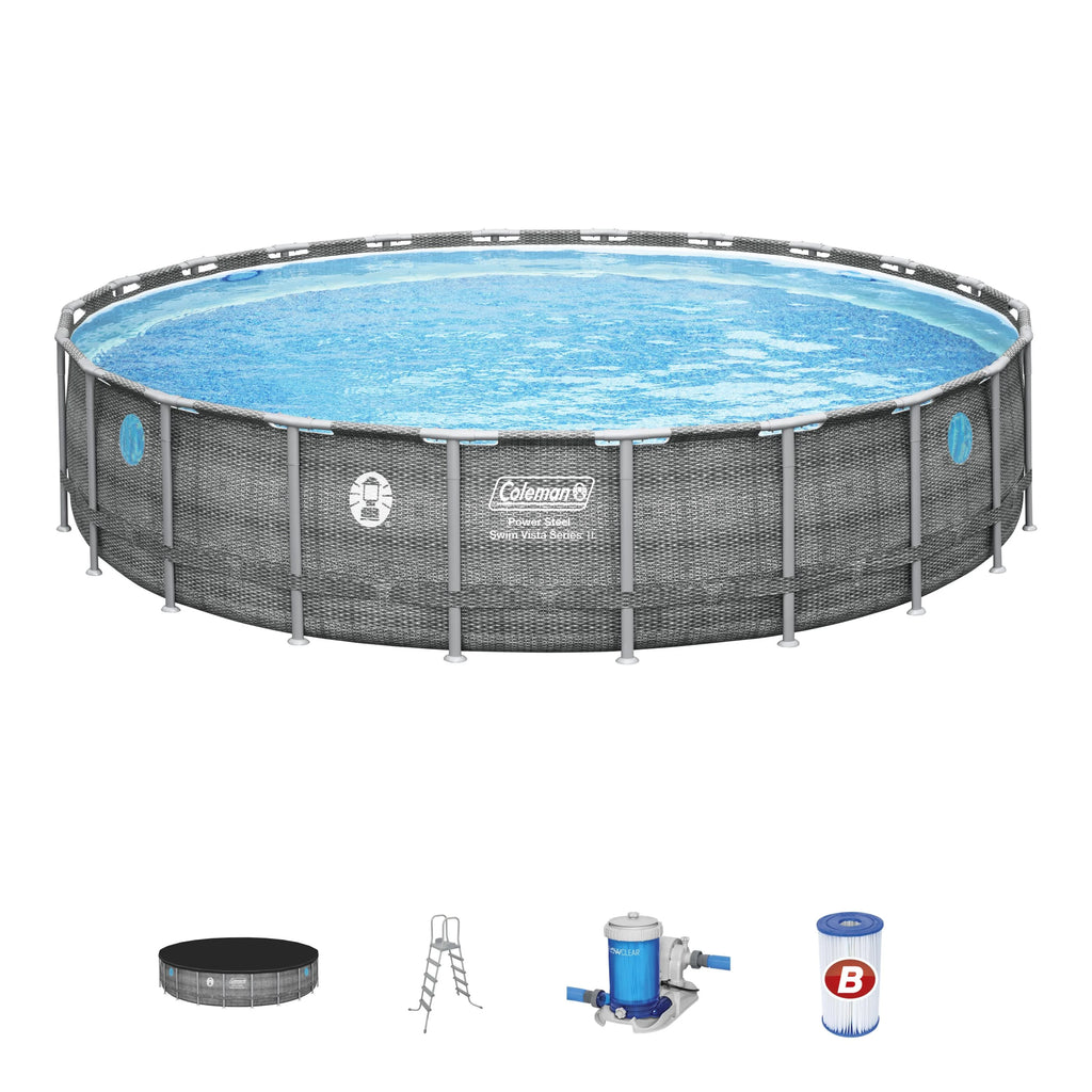 22'x52" Power Steel Frame Round Swimming Pool Set F347