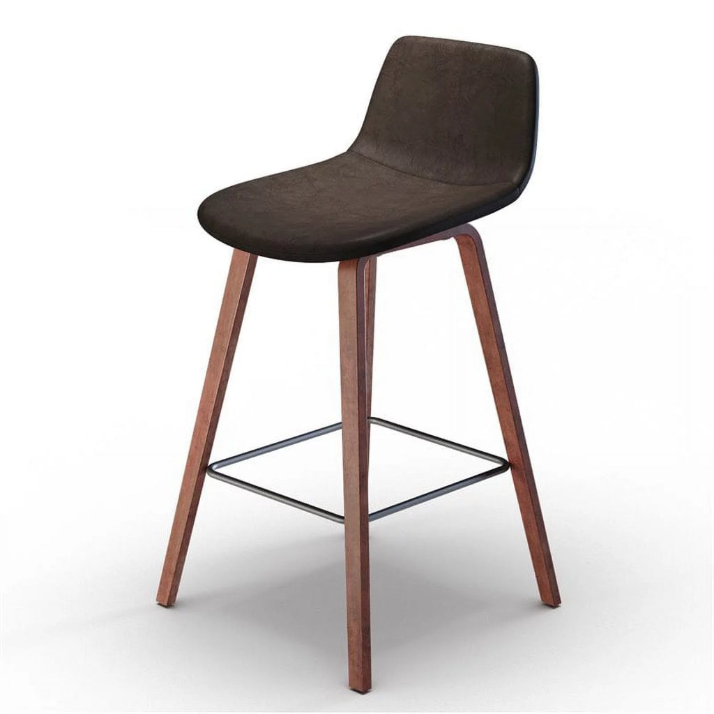 26" Counter Stool Set of 2 Distressed Brown Faux Leather Y771