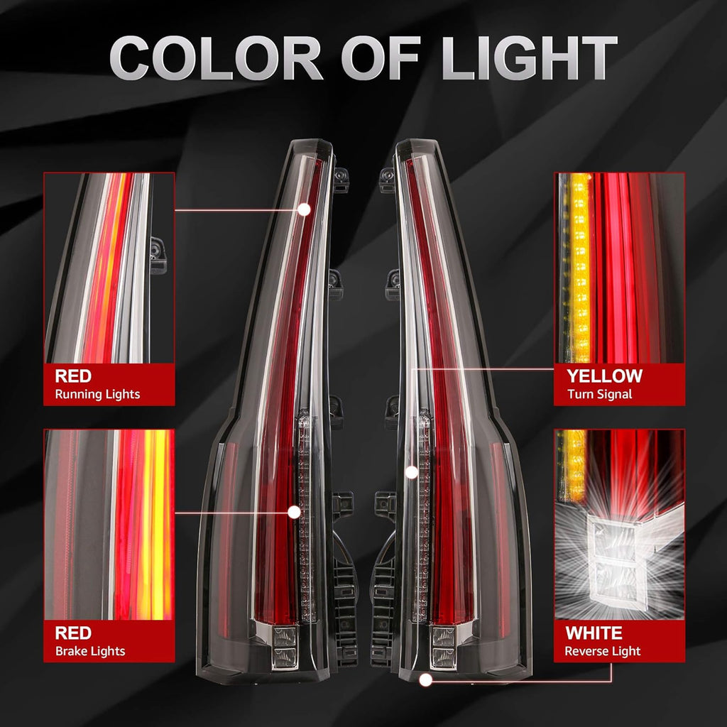 Set of 2 Red Clear LED Tail Lights Brake Lamp B77411
