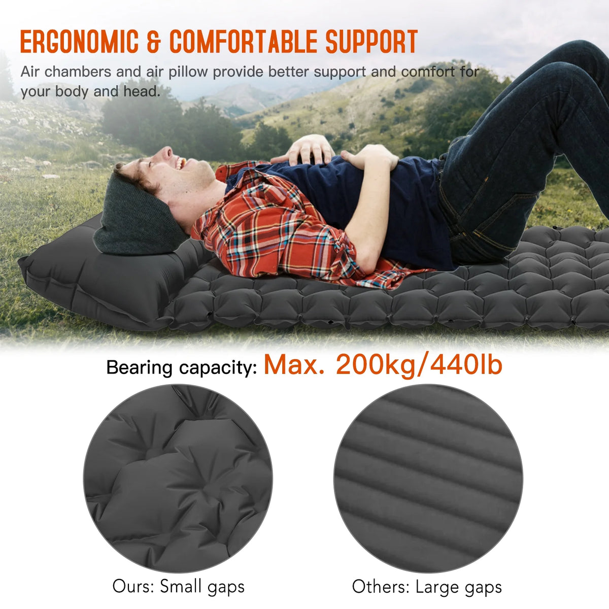 Ultralight Inflatable Camping Sleeping Pad with Pillow E781185