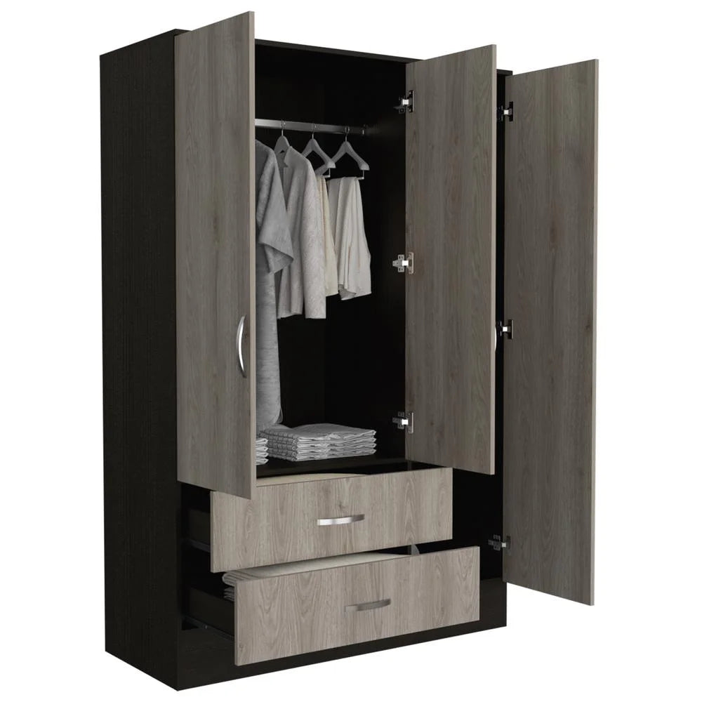Black Light Gray Mirrored Armoire A273