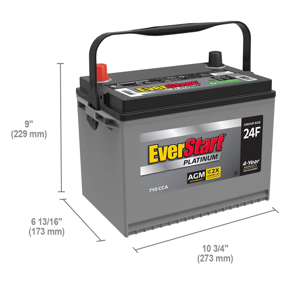 AGM Automotive Battery, Group Size 24F 12 Volt, 710 CCA O318
