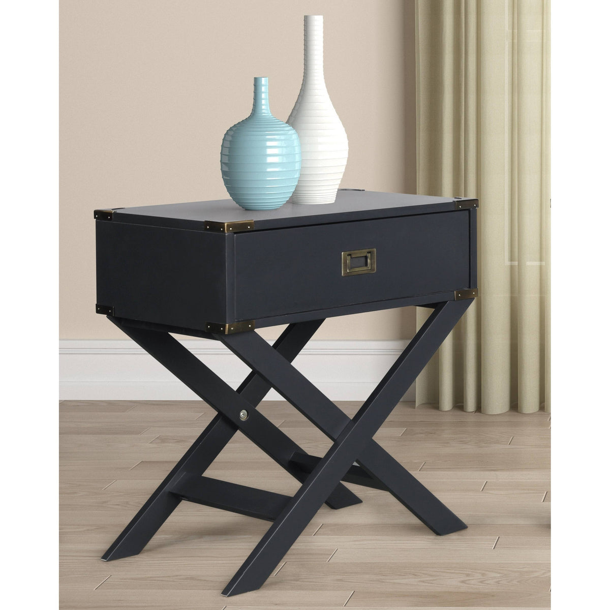 Black Wood End Table with Drawer Y2966