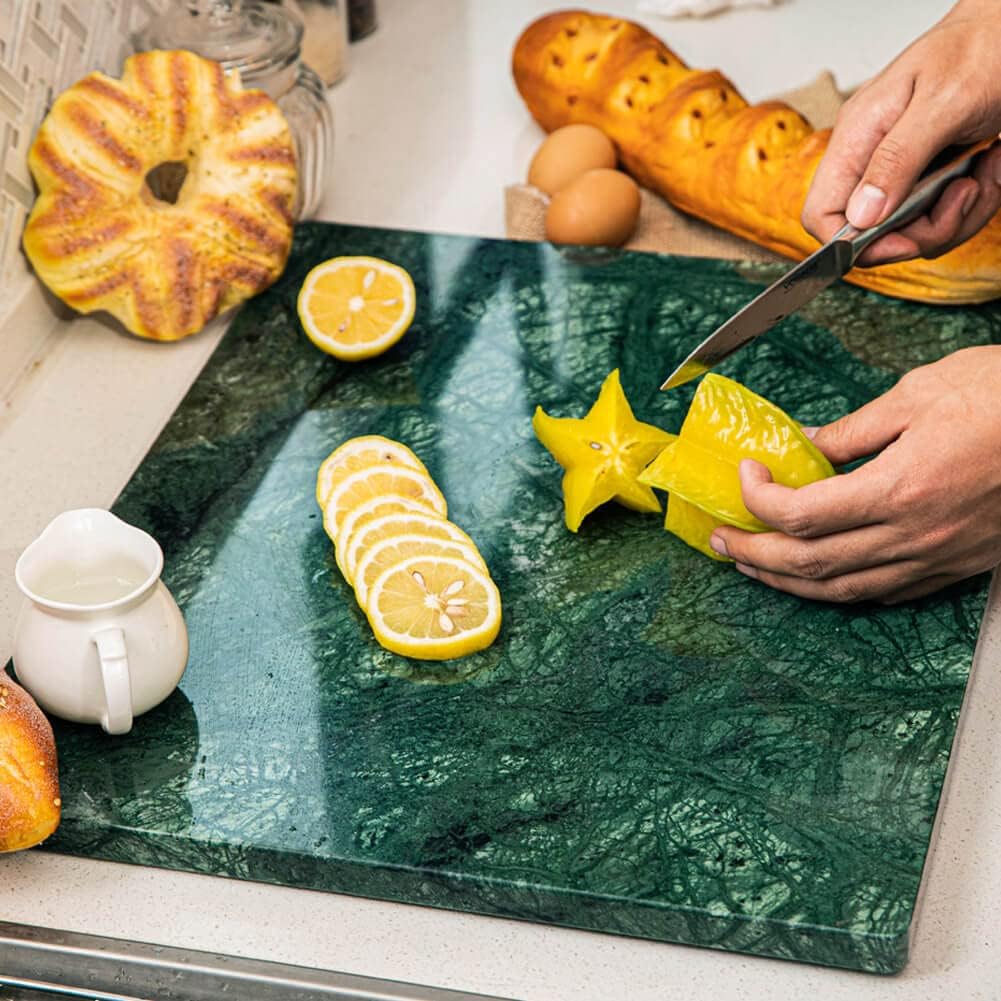 Natural Marble Pastry White Cheese And Cutting Serving Board 16x20 Inch Pack of 2 Q5577