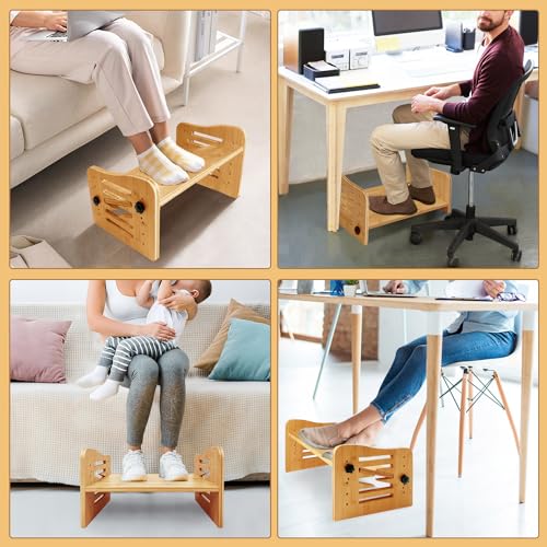 Bamboo Adjustable Under Desk Footrest with 7-Level Adjust N669