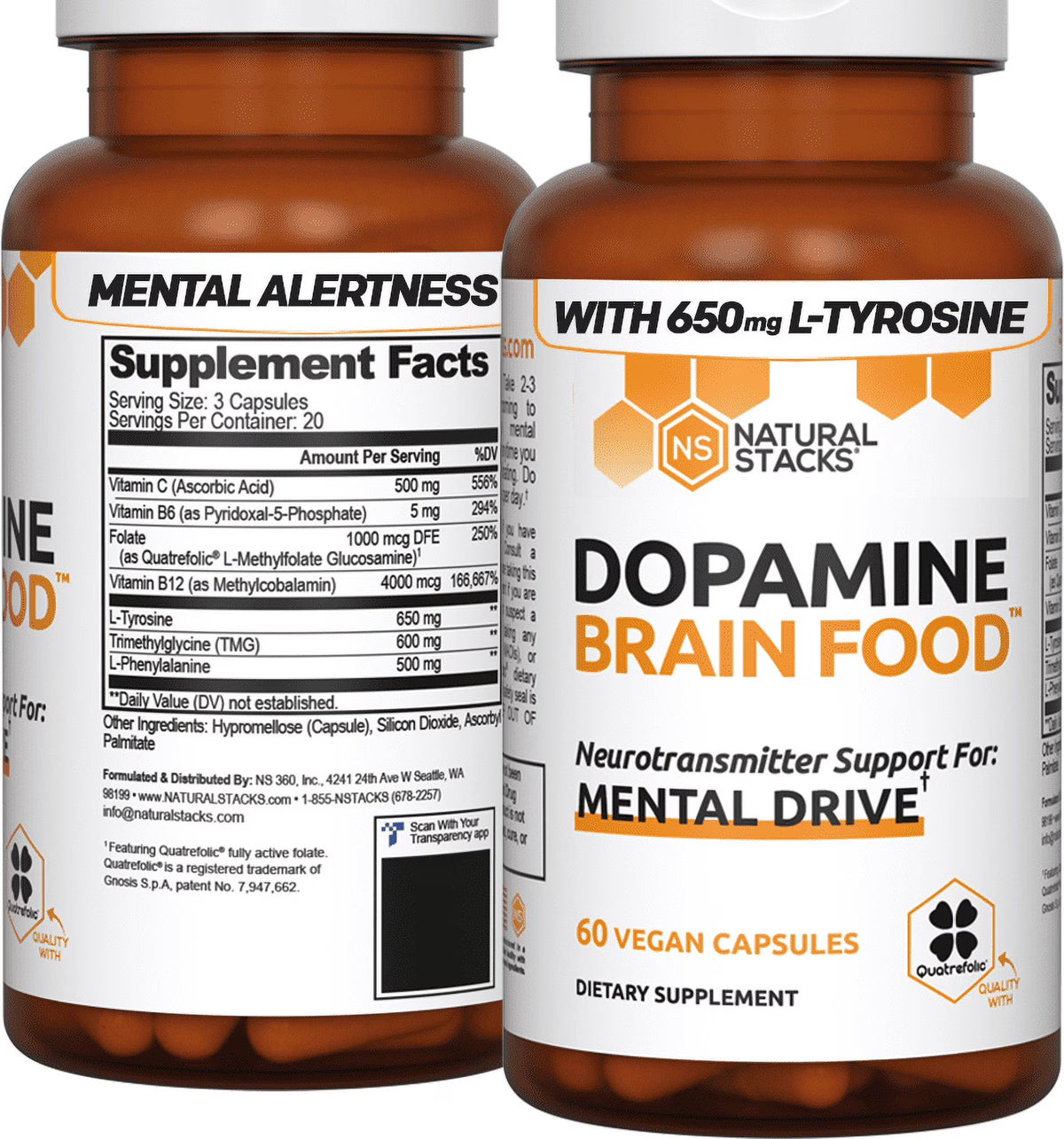 Dopamine Focus Supplement with L-Tyrosine, 60 Capsules T784