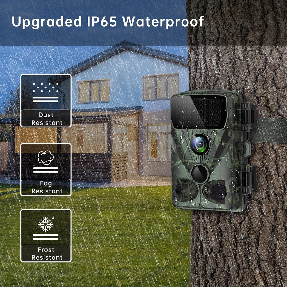 4K 30MP Trail Camera with Night Vision, 120° Wide Angle, IP65 Waterproof B47797