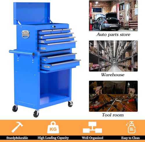 8 Drawer Rolling Tool Chest with Wheels and Lock H435