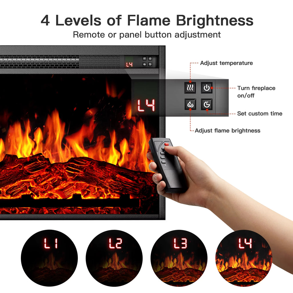 Electric Fireplace TV Stand with Adjustable Shelves Q351