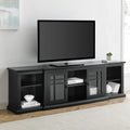 80" 2 Door Black Wood Console R7162