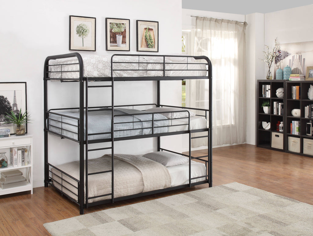 Triple Bunk Bed Full Sandy Black C38271