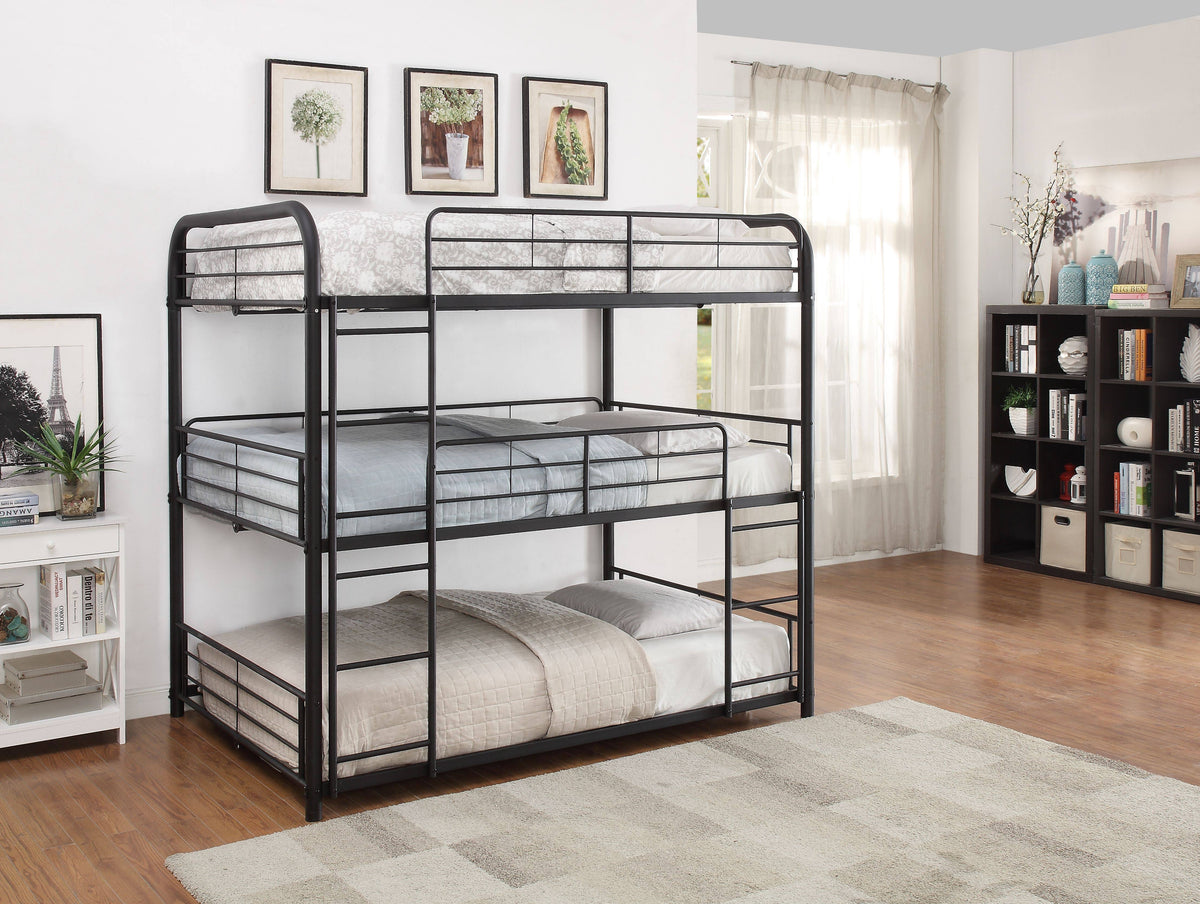 Triple Bunk Bed Full Sandy Black C38271