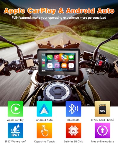 7 Inch Waterproof Touchscreen Motorcycle CarPlay Screen C143