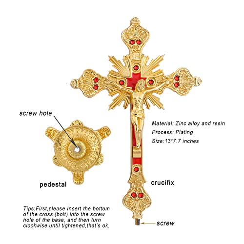 Golden Metal Standing Crucifix Jesus Cross N251