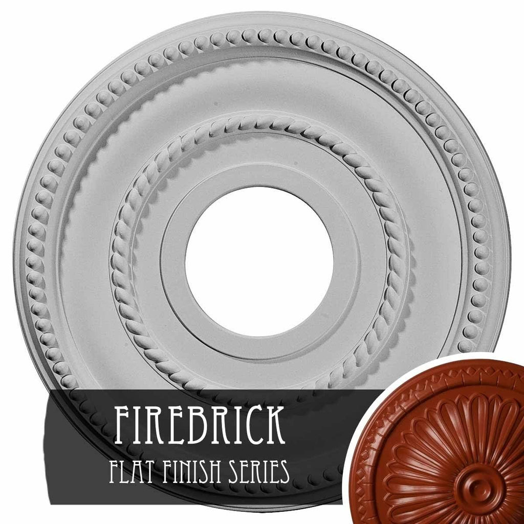 12 1/8x22OD x 3 5/8x22ID x 3/4x22P Hand-Painted Firebrick Ceiling Medallion F232571