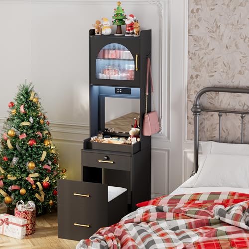 Vanity Desk with Lighted Mirror and Stool O962