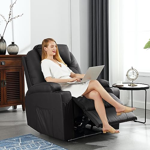 Brown PU Leather Power Recliner Chair with Heat and Massage J685510