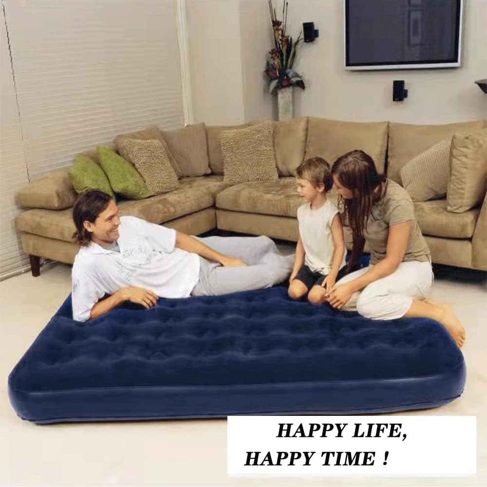 Full Size Air Mattress with Air Pump Inflatable Mattress with Flocking Surface Blow Up Mattress Air Bed Pack of 2 W92679