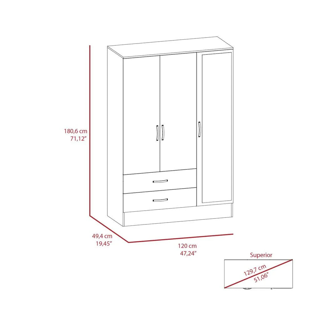 Black Light Gray Mirrored Armoire A273