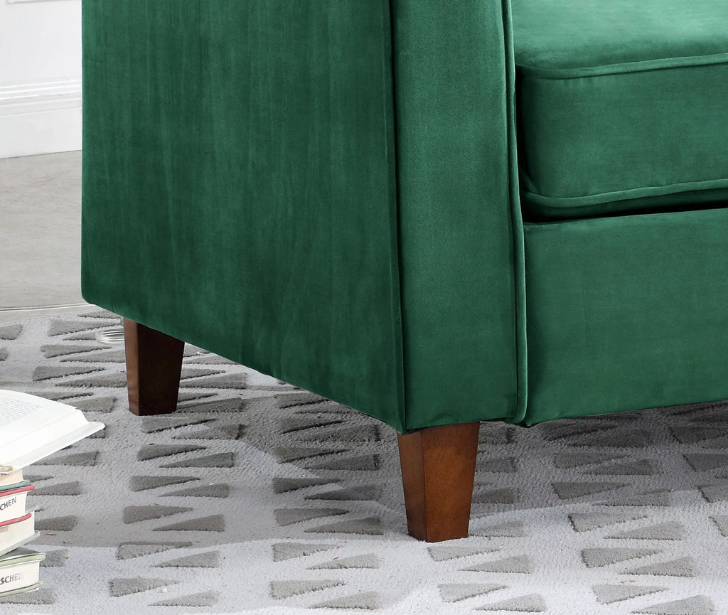 Green Velvet Rolled Arm Loveseat N3313
