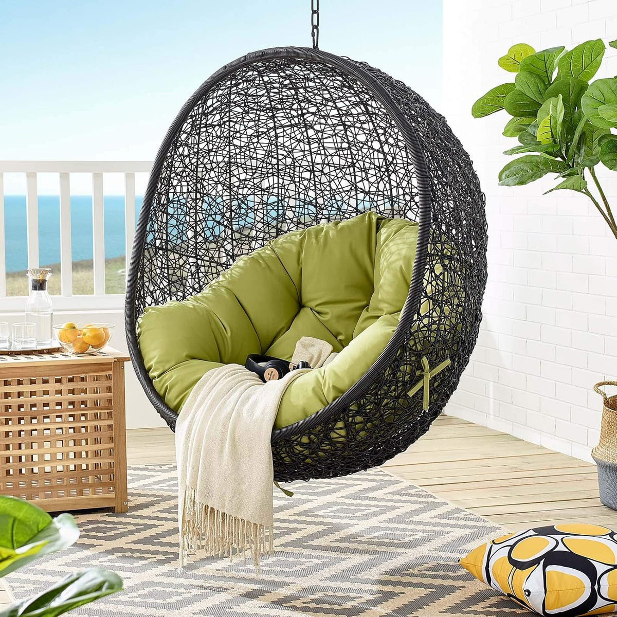 Black Turquoise Outdoor Patio Lounge Chair S780814