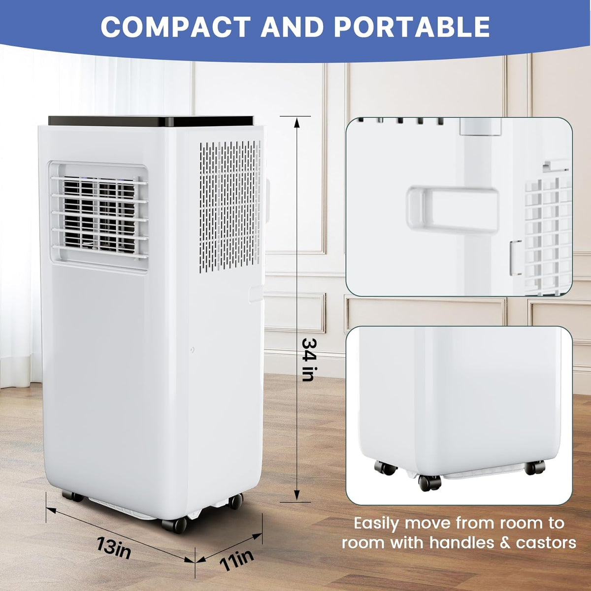 10000 BTU Portable Air Conditioner with Remote Control, White T23676