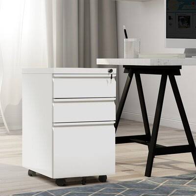 White 3-Drawer Mobile Vertical Filing Cabinet R425540