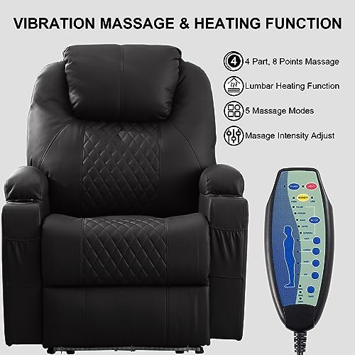 Brown PU Leather Power Recliner Chair with Heat and Massage J685510