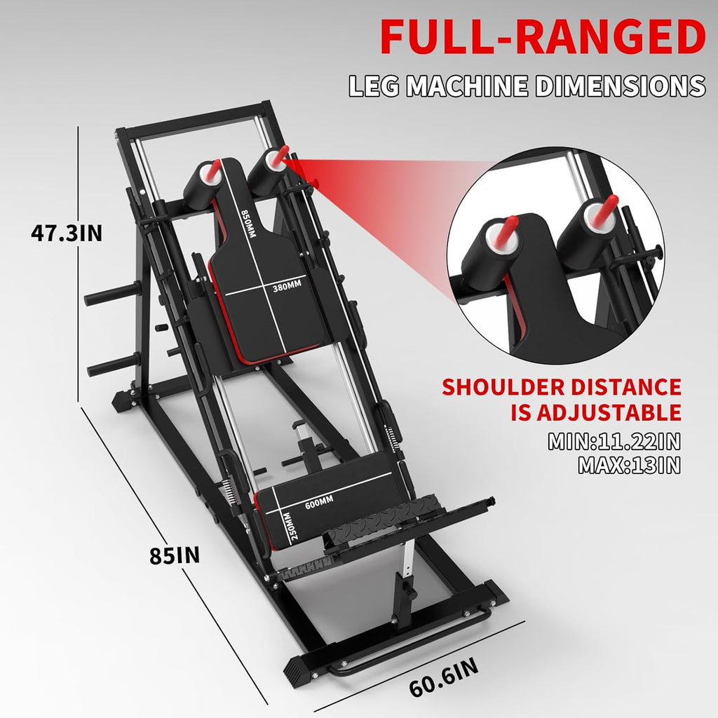 Leg Press Hack Squat Machine Combo with Weight Storage Posts J46085