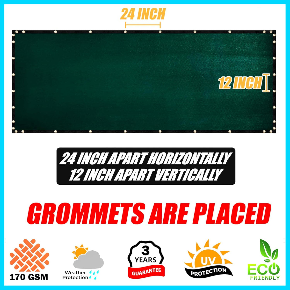 5' x 50' Green HDPE Fence Privacy Screen with Grommets T81593