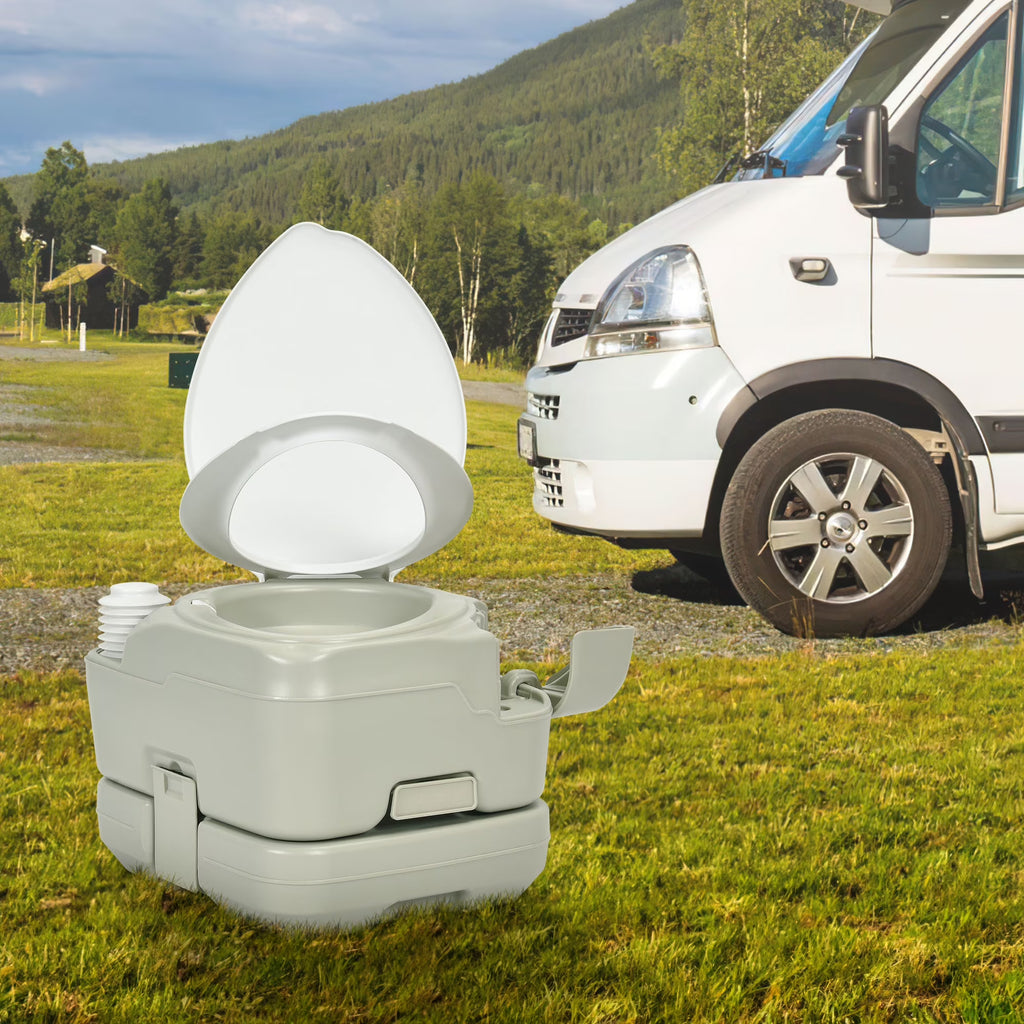 Portable Toilet, 2.6 Gallon, Gray & White F66181