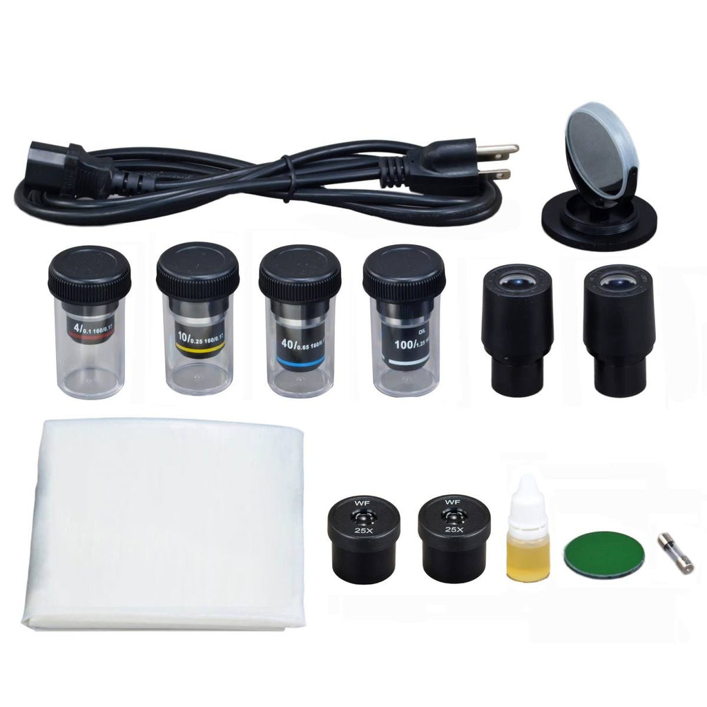 40X-2500X LED Trinocular Compound Microscope with Phase Contrast Kit C2313