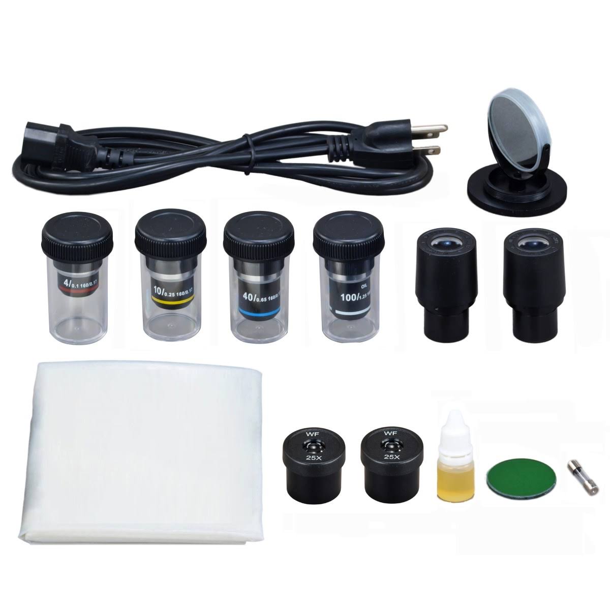 40X-2500X LED Trinocular Compound Microscope with Phase Contrast Kit C2313