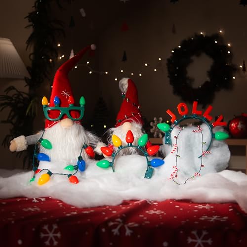 Light Up Christmas Necklace Set 4 Pack LED Glow Jewelry 3 Light Modes C88758