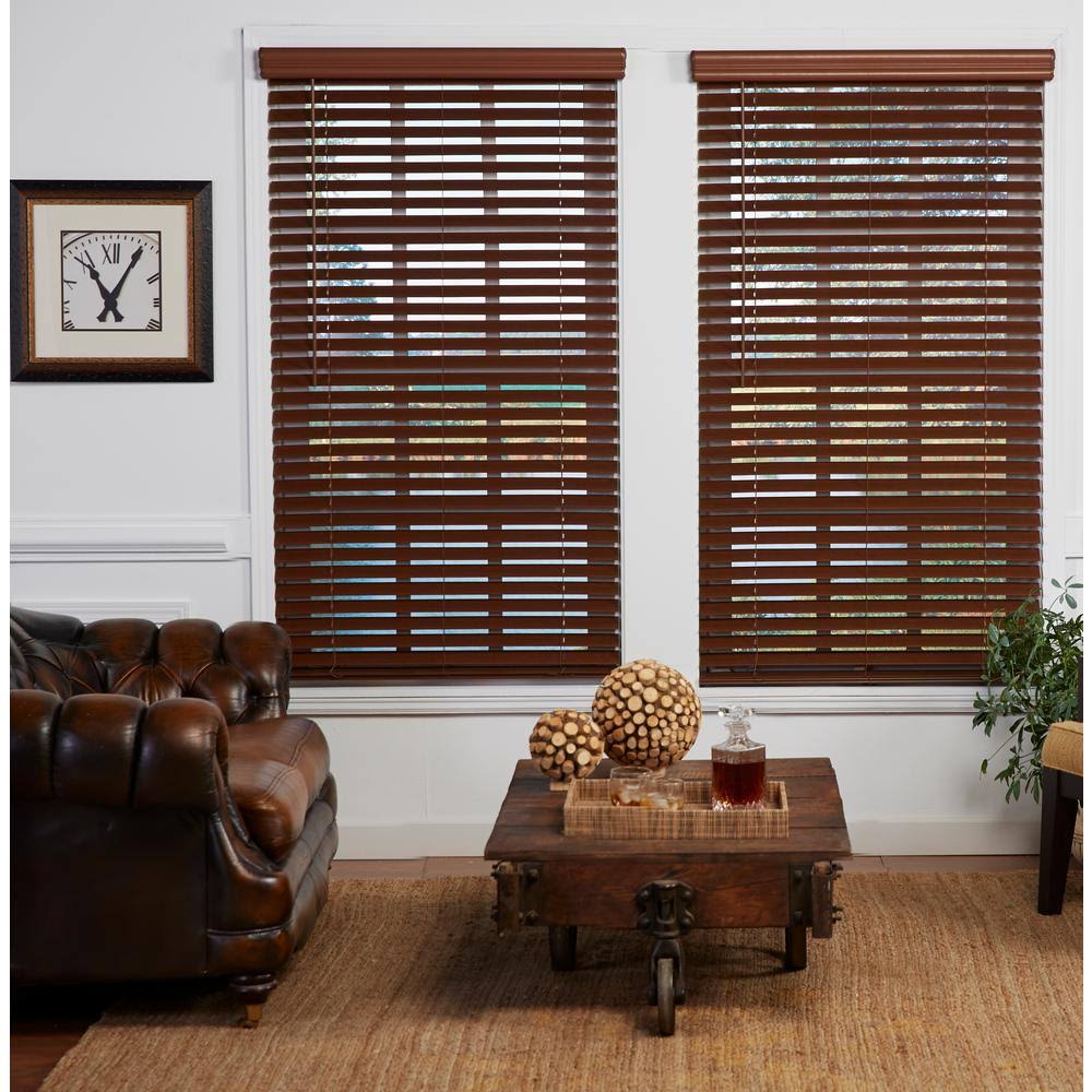 Dark Oak 2in. Cordless Faux Wood Blind F181169