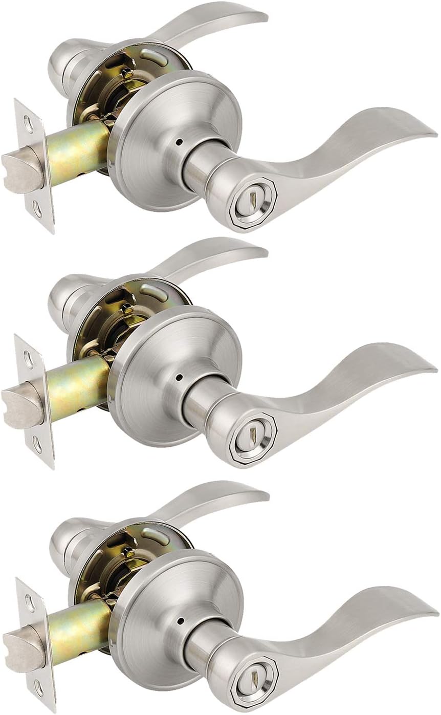 8 Pack Keyless Privacy Door Levers in Satin Nickel X930