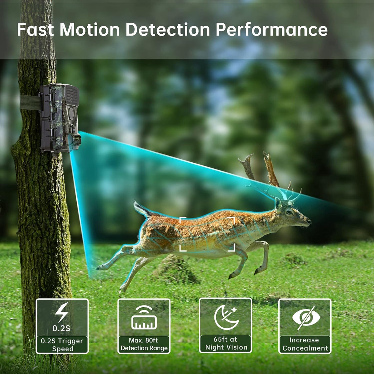 4K 30MP Trail Camera with Night Vision, 120° Wide Angle, IP65 Waterproof B47797