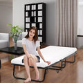 Folding Bed Frame with Wheel, Rollaway Bed with Mattress, Foldable Twin Bed with Memory Foam Mattress Z3223