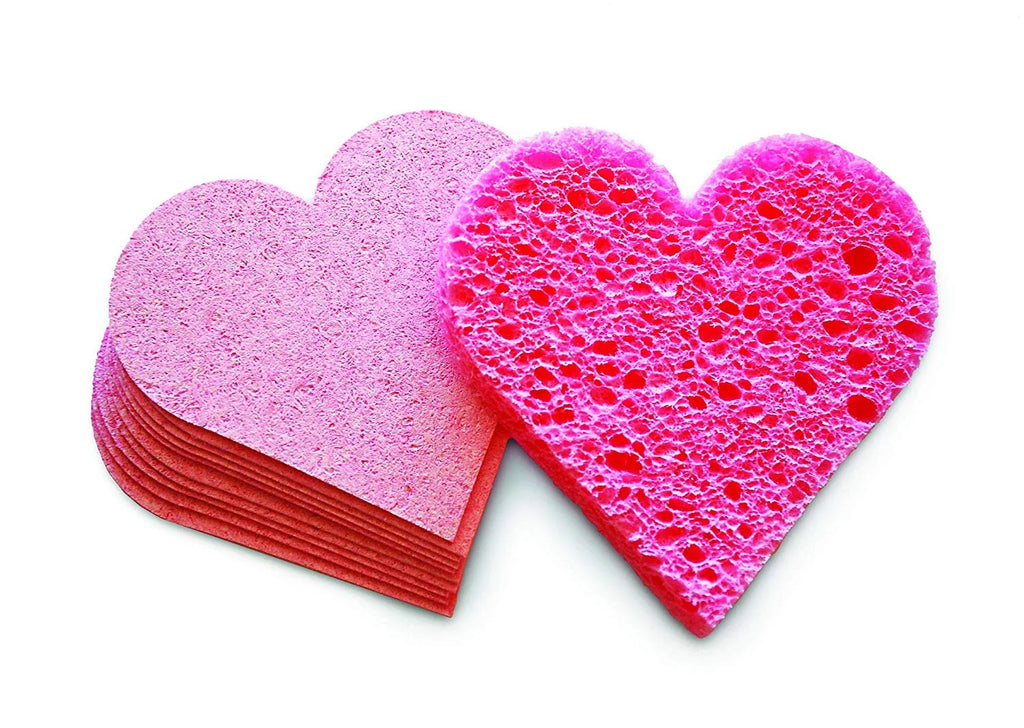 Pink Heart Compressed Cellulose Facial Sponges 75 Count E68098
