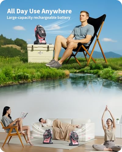 Portable Battery Operated Fan, 20000mAh Rechargeable Camping Fan with LED Lantern S591