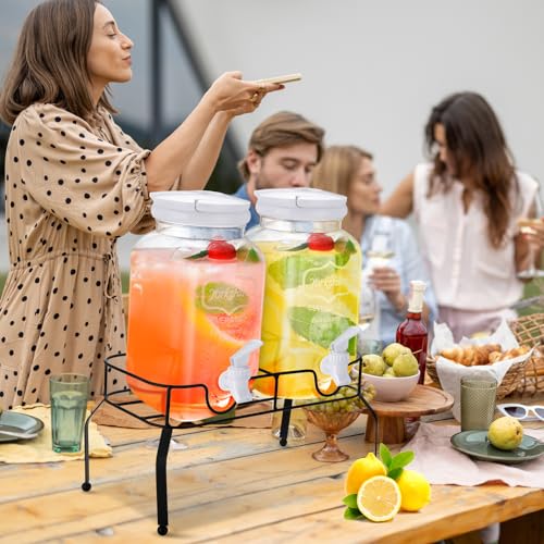 2 Pcs Plastic Drink Dispensers with Stand and Spigot E80114