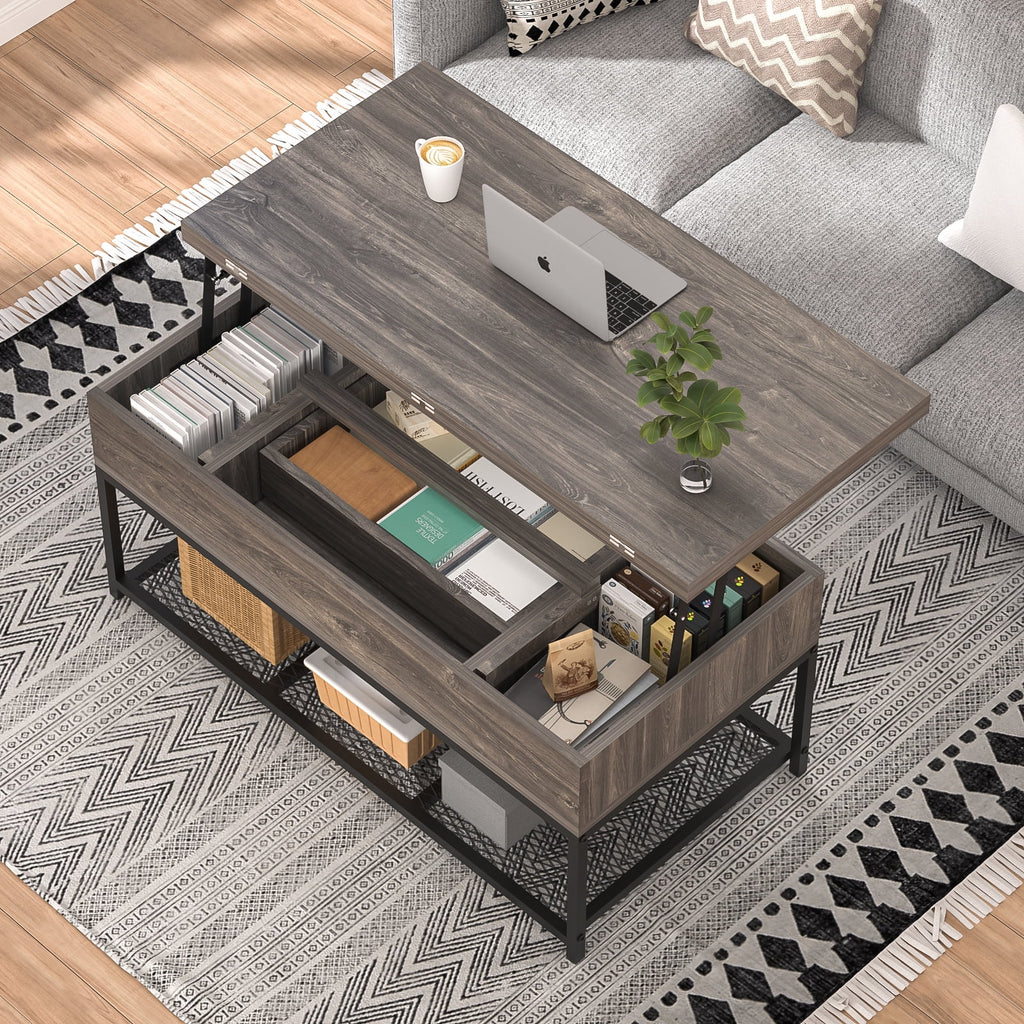 43" Lift Top Coffee Table with Hidden Storage and Drawer E7151