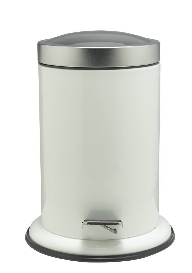 White 0.8 Gallon Stainless Steel Step on Trash Can P19264