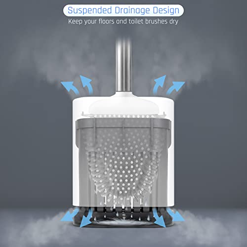 Toilet Brush and Holder Set with Silicone Bristles T598280