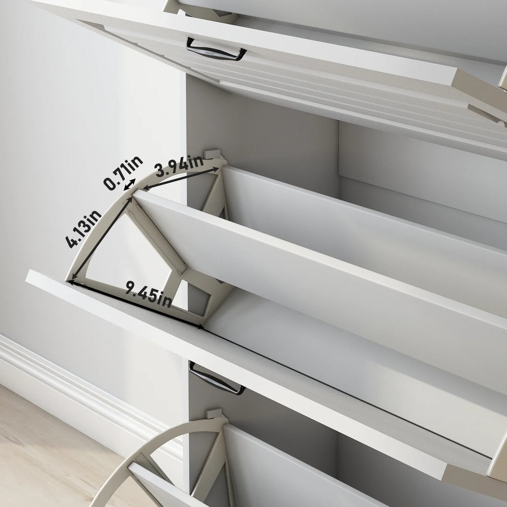 White Narrow 3 Door 2 Drawer Shoe Storage Cabinet I589024