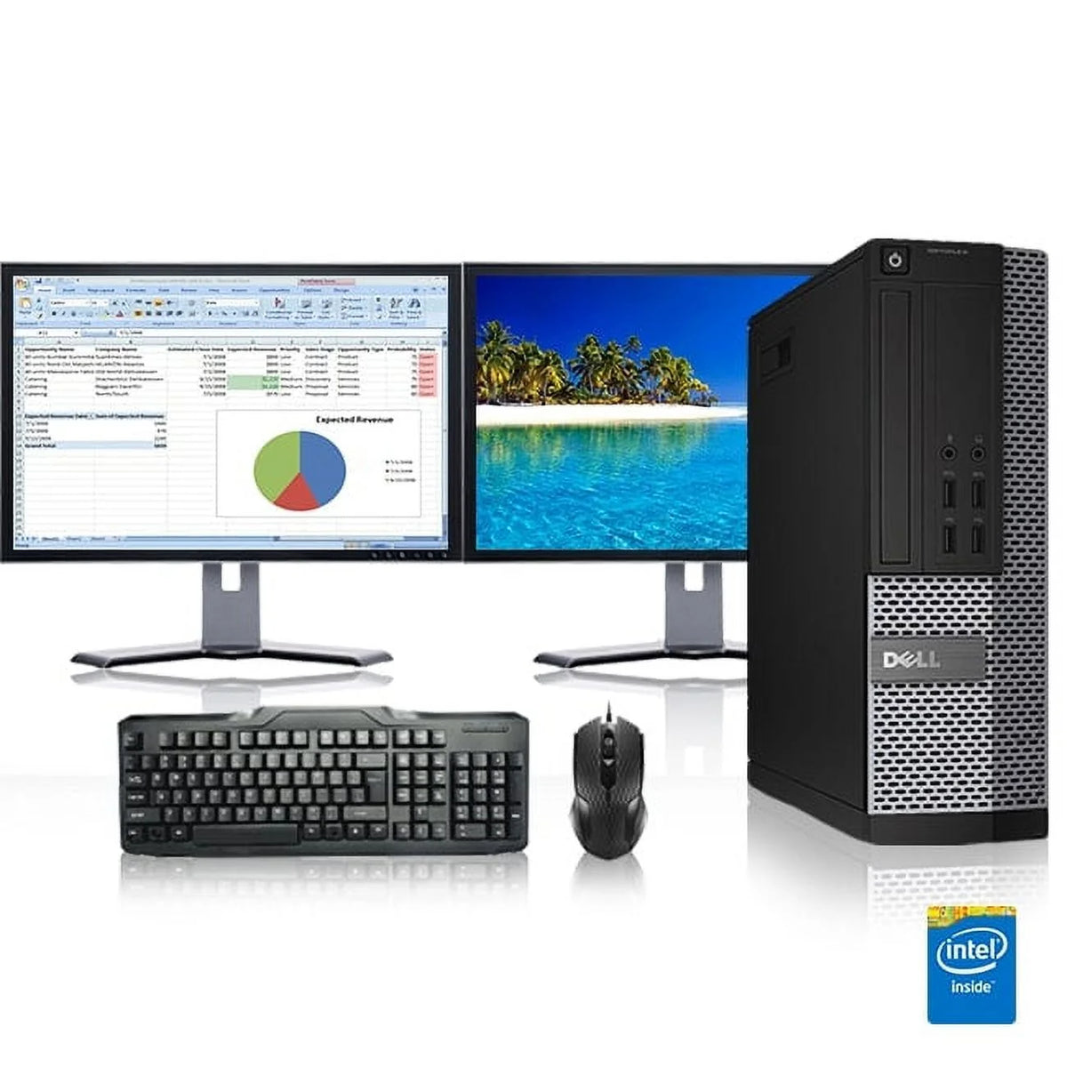 Refurbished Desktop Computer Tower PC, 16GB, 2TB HDD, Windows 10, Dual Monitor R486265